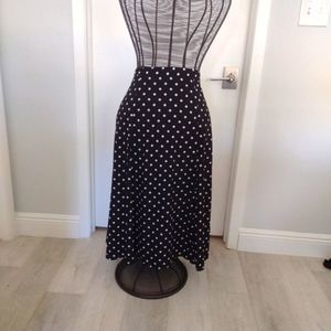 Vintage Lloyd Williams black white maxi Polk Dot plus size skirt 39 inch waist